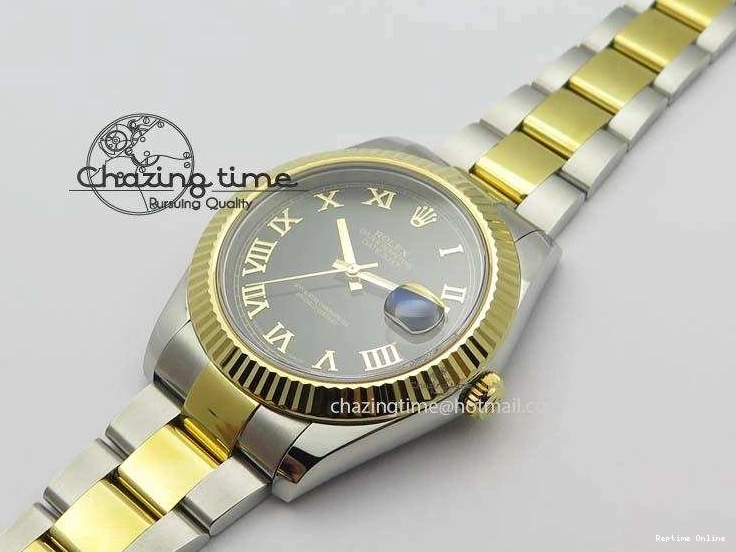 0213 AllSeason DateJust II 116333 SS YG 41mm EW Best Edition Black Dial Gold Roman Markers On SS Bracelet A 3826